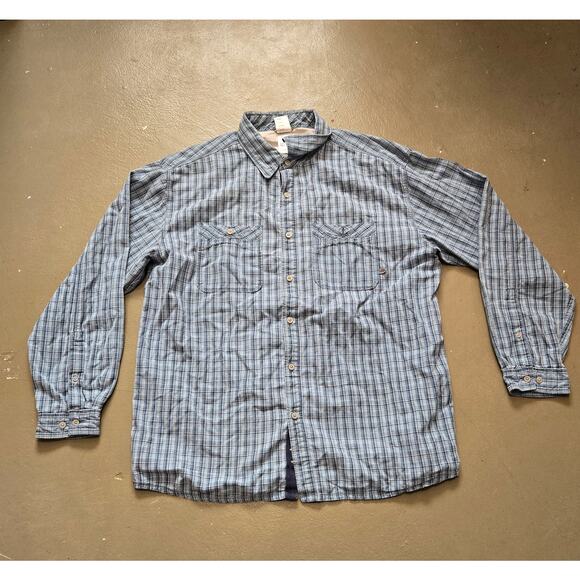 The North Face Blue Plaid Long Sleeve Button Down‎ Hiking Shirt Men's Size XL - Picture 1 of 4